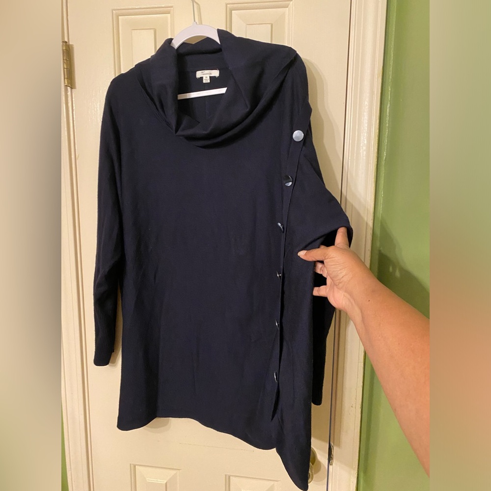 Navy 89th+Madison Cowl neck sweater